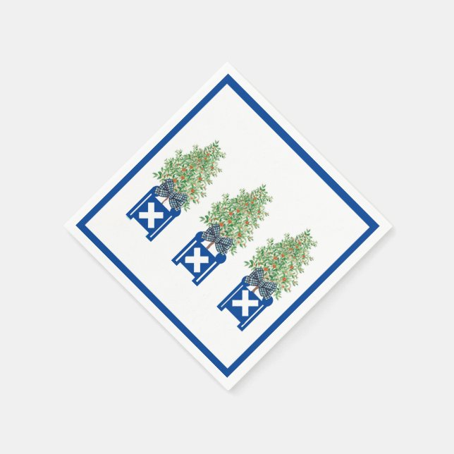 Serviette En Papier Topiaire d'orange Chinoiserie bleue (Coin)