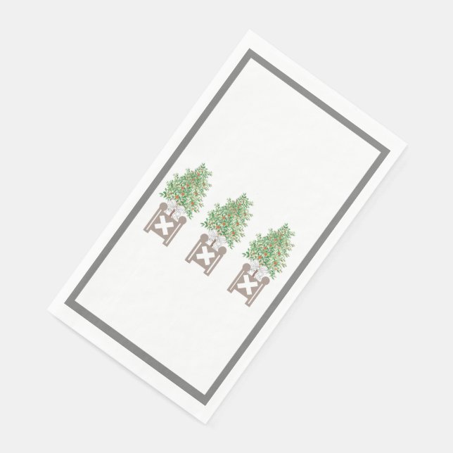Serviette En Papier Topiaire d'orangers en caisse de plantation en sty (Coin)