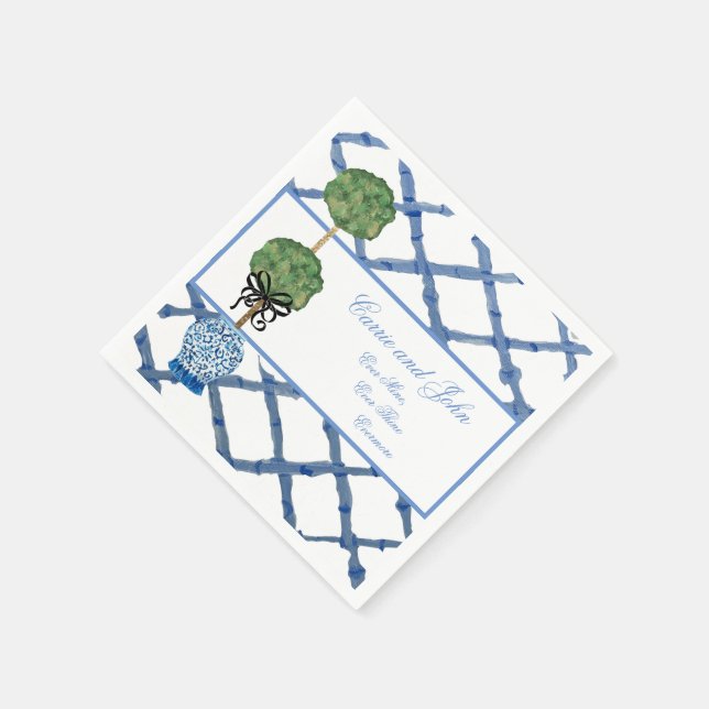 Serviette En Papier Topiaire peint à la main Chinoiserie Ginger Jar Ja (Coin)