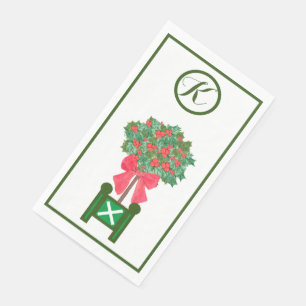 Serviette En Papier Topiaires de Noël Arbre à baies de houx Topiaire P