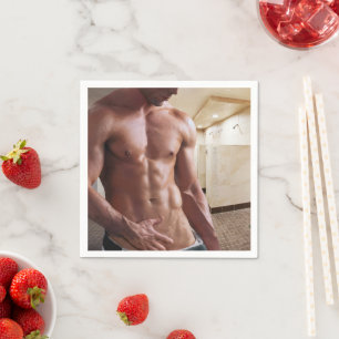 Serviette En Papier Torse d'homme musclé torse nu sixpack de SlipperyJ
