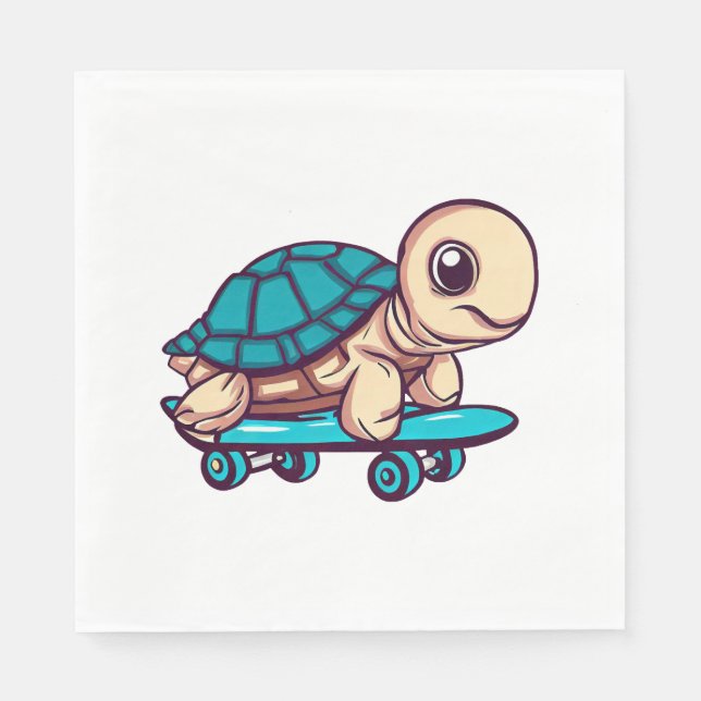 Serviette En Papier Tortue à skateboard (Devant)