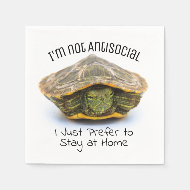 Serviette En Papier Tortue anti-sociale (Devant)