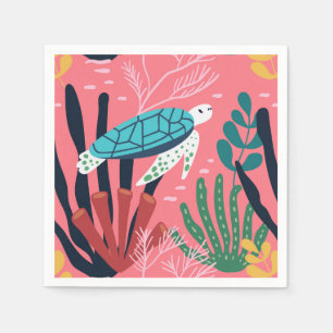 Serviette En Papier Tortue bleue