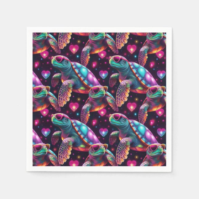 Serviette En Papier Tortue de mer Disco (Devant)