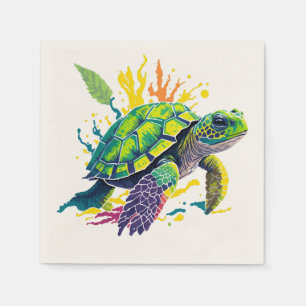 SERVIETTE EN PAPIER TORTUE DE MER EN ÉTÉ