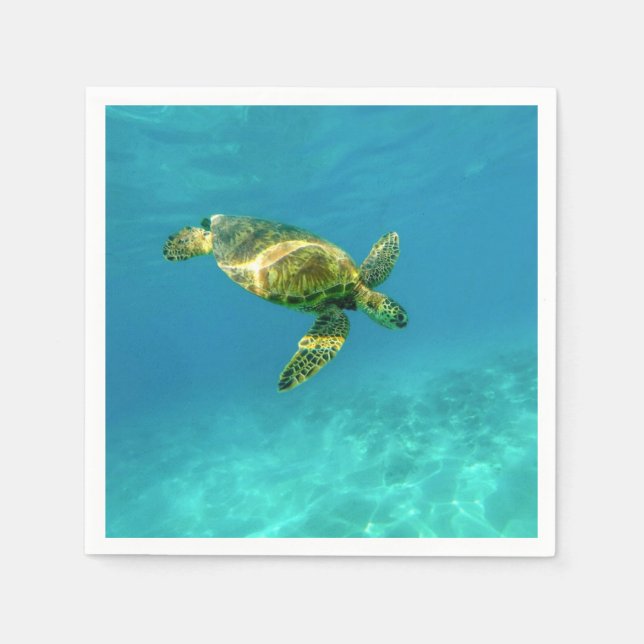Serviette En Papier Tortue de mer nageant dans l'eau turquoise de l'oc (Devant)