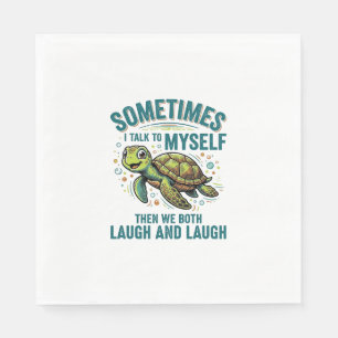 Serviette En Papier Tortue Drôle Qui Se Parle À Moi-Même Design De T-S