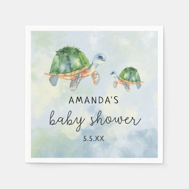 Serviette En Papier Tortue marine - baby shower (Devant)