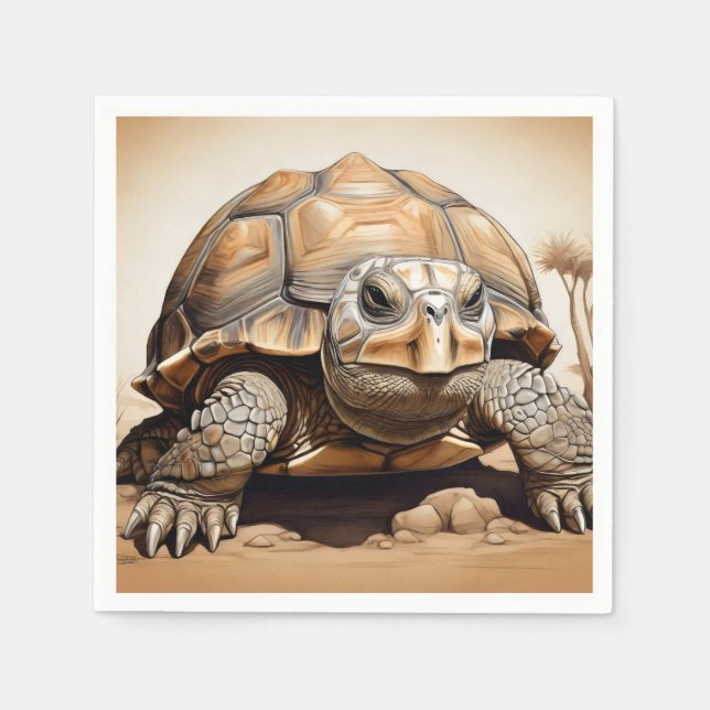Serviette En Papier Tortue noire africaine (Devant)