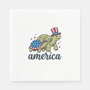 Serviette En Papier Tortue Patriotique Amérique Gravure Vintage Design