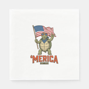 Serviette En Papier Tortue Patriotique ‘Merica Vecteur Vintage