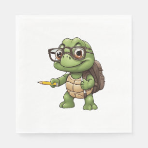 Serviette En Papier Tortue rentre à l'école