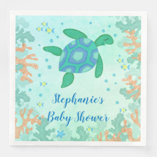 Serviette En Papier Tortue Sous Le Baby shower Marin
