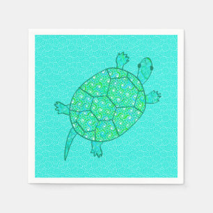 Serviette En Papier Tortue tourbée arabesque - nuances de vert