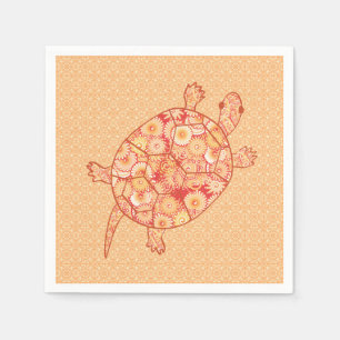 Serviette En Papier Tortue tourbée fractale - nuances de mandarine or