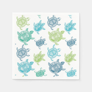 Serviette En Papier Tortues bleue et verte