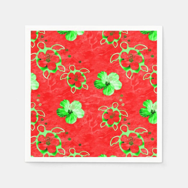 Serviette En Papier Tortues Honu de vacances (Devant)