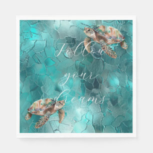 Serviette En Papier Tortues marines de rêve turquoises