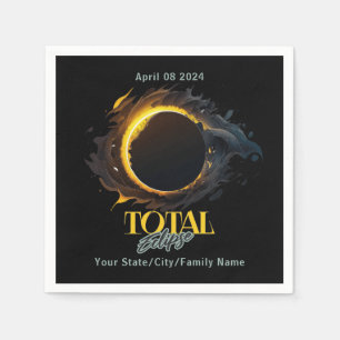 Serviette En Papier Total Solaire Eclipse 2024 Votre Ville État Cosmiq
