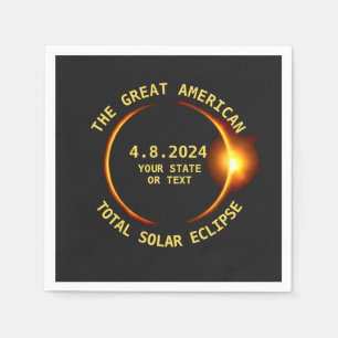 Serviette En Papier Total Solaire Eclipse 4.8.2024 USA Custom Text