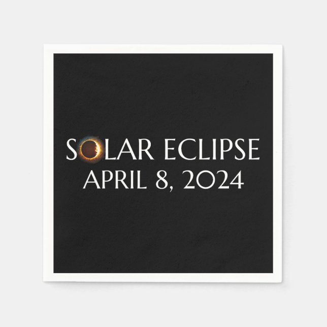 Serviette En Papier Total Solaire Eclipse USA 8 avril 2024 (Devant)
