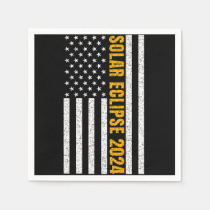 Serviette En Papier Total Solar Eclipse USA 8 avril 2024 Drapeau améri