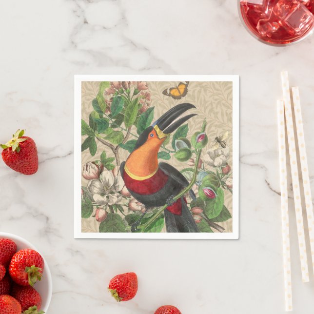 Serviette En Papier Toucan Jungle Tropical Bird Belle antique (En situation)