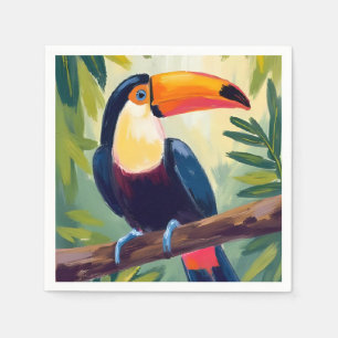 Serviette En Papier Toucan Oiseau Tropical Coloré Aquarelle