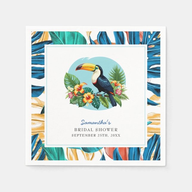 Serviette En Papier Toucan Pluie Tropicale Été Enterrement de Vie de J (Devant)