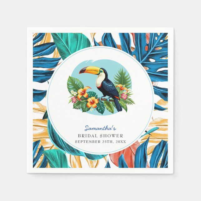 Serviette En Papier Toucan Réception de Mariage Été Forêt Tropicale (Devant)