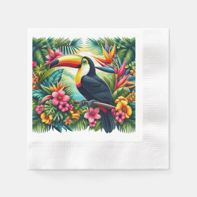 Serviette En Papier Toucan tropical/jungle oiseau  (Devant)