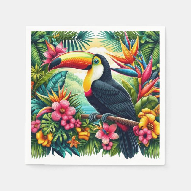Serviette En Papier Toucan tropical/jungle oiseau  (Devant)