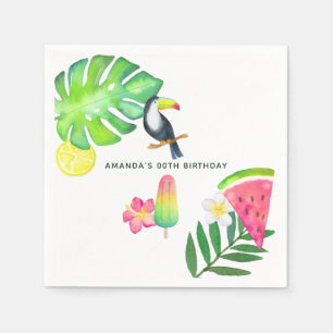 Serviette En Papier Toucan Tropical Watercolor Summer Party