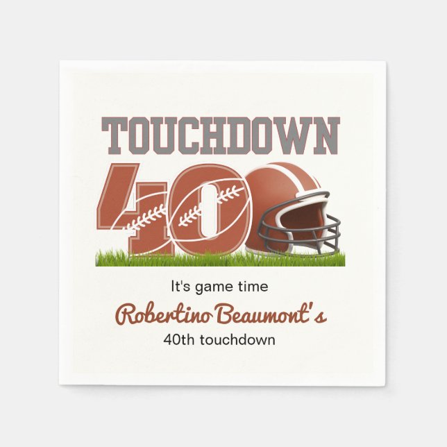 Serviette En Papier Touchdown Quarty Funny Football 40e anniversaire (Devant)