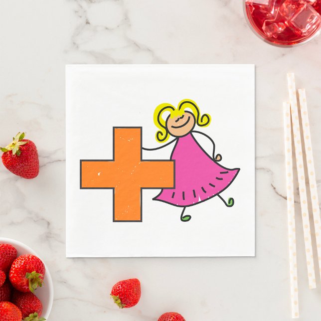 Serviette En Papier Touche mignonne fille avec signe plus (Créateur téléchargé)