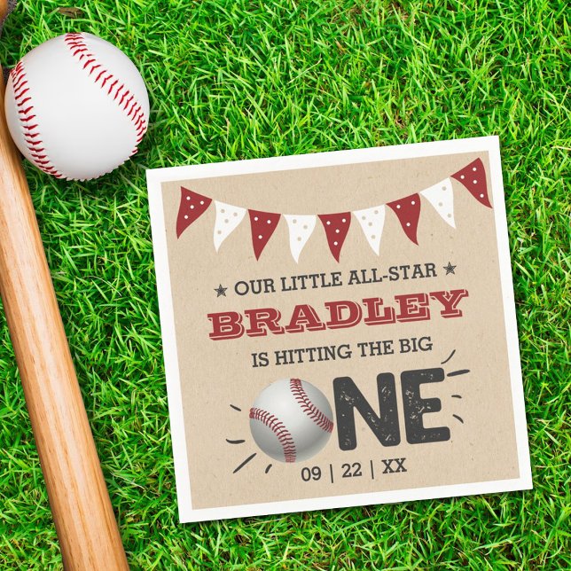 Serviette En Papier Toucher Le Grand | Baseball 1er anniversaire (Créateur téléchargé)