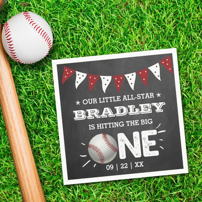 Serviette En Papier Toucher Le Grand | Baseball 1er anniversaire (Créateur téléchargé)