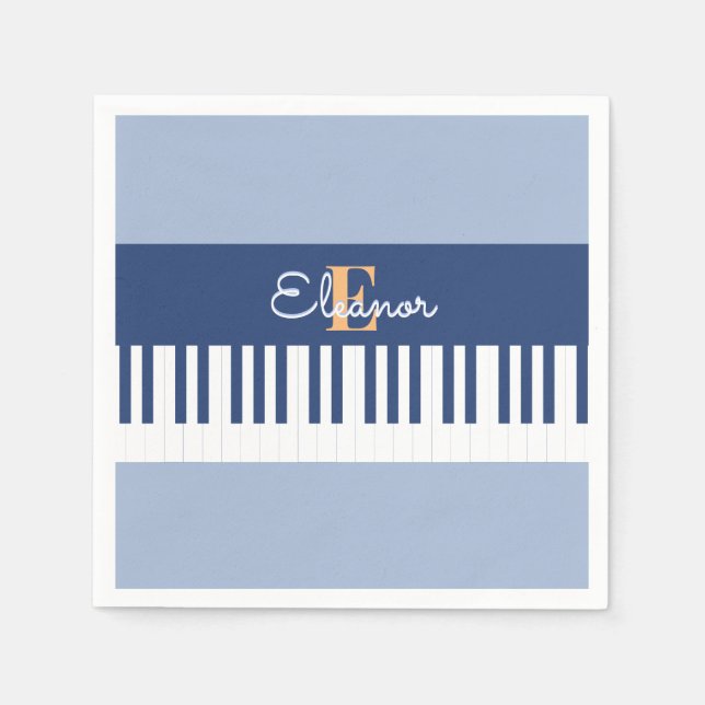 Serviette En Papier Touches de piano Monogramme Clavier musical Amoure (Devant)
