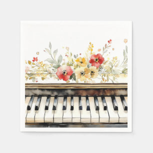 Serviette En Papier Touches et fleurs de piano