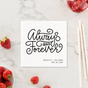 Serviette En Papier Toujours et à Jamais Mariage Noir Blanc