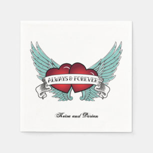 Serviette En Papier Toujours et pour toujours coeur à ailes par