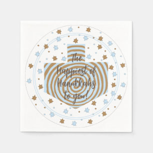 Serviette En Papier Toupie de Hanouka bleu marron tourbillonnant