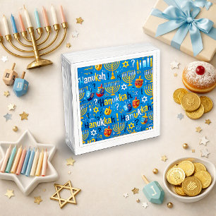 Serviette En Papier Toupie de Hanukkah peinte en bleu festif
