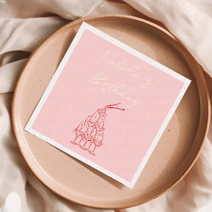 Serviette En Papier Tour Champagne Rosée Rétro Anniversaire