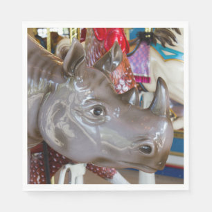 Serviette En Papier Tour de carrousel de rhinocéros sur le manège