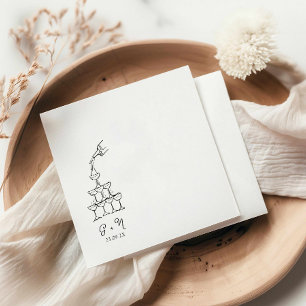 Serviette En Papier Tour de Champagne à main Mariage Napkin