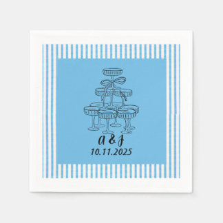 Serviette En Papier Tour de champagne bleu et blanc