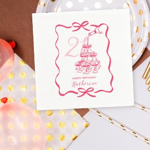 Serviette En Papier Tour de champagne dessiné à la main pour 21 ans 