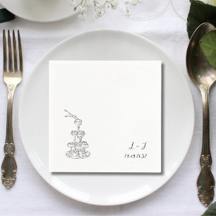 Serviette En Papier Tour de Champagne Monogramme Élégant Cocktail de M